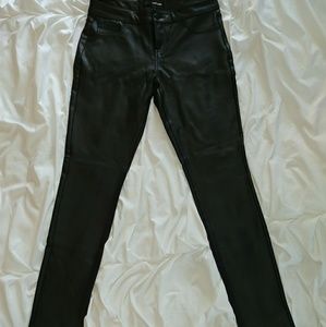 Black faux leather pants